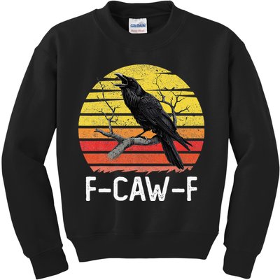 Funny Crow Retro Sunset Moonlit Raven Lovers F Caw F Kids Sweatshirt