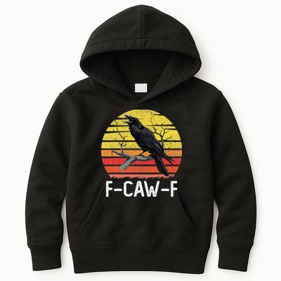 Funny Crow Retro Sunset Moonlit Raven Lovers F Caw F Kids Hoodie