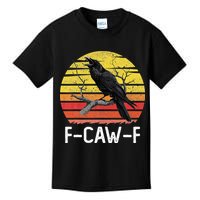 Funny Crow Retro Sunset Moonlit Raven Lovers F Caw F Kids T-Shirt