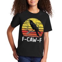 Funny Crow Retro Sunset Moonlit Raven Lovers F Caw F Kids T-Shirt