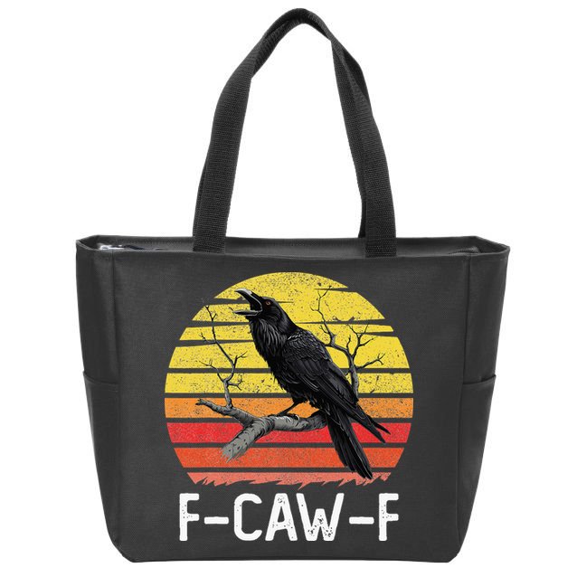 Funny Crow Retro Sunset Moonlit Raven Lovers F Caw F Zip Tote Bag
