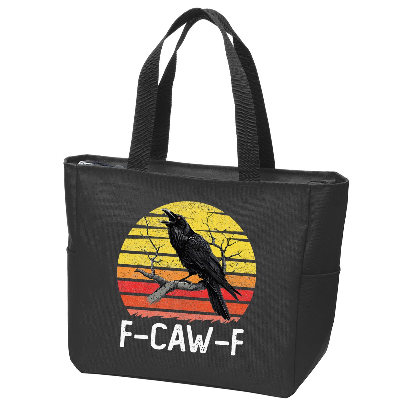 Funny Crow Retro Sunset Moonlit Raven Lovers F Caw F Zip Tote Bag