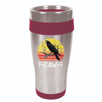 Funny Crow Retro Sunset Moonlit Raven Lovers F Caw F 16oz Travel Tumbler