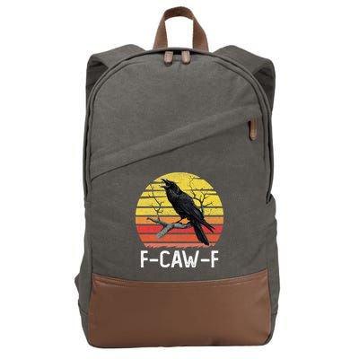 Funny Crow Retro Sunset Moonlit Raven Lovers F Caw F Cotton Canvas Backpack