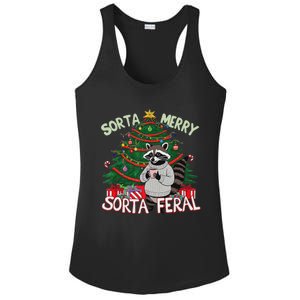 Funny Christmas Raccoon Sorta Merry Sorta Santa Feral Xmas Ladies PosiCharge Competitor Racerback Tank