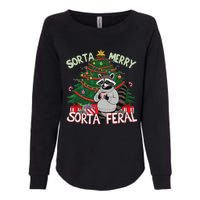 Funny Christmas Raccoon Sorta Merry Sorta Santa Feral Xmas Womens California Wash Sweatshirt