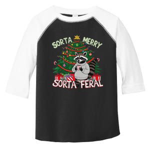 Funny Christmas Raccoon Sorta Merry Sorta Santa Feral Xmas Toddler Fine Jersey T-Shirt