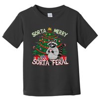 Funny Christmas Raccoon Sorta Merry Sorta Santa Feral Xmas Toddler T-Shirt