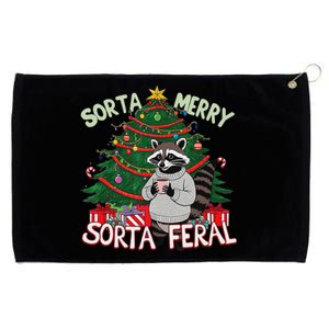 Funny Christmas Raccoon Sorta Merry Sorta Santa Feral Xmas Grommeted Golf Towel