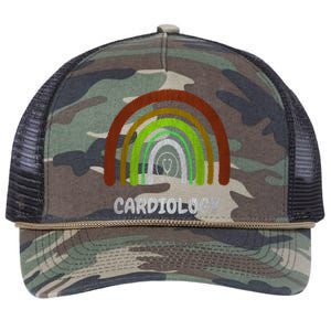 Funny Cardiology Rainbow Cardiologist Heart Surgeon Gift Retro Rope Trucker Hat Cap