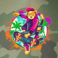 Funny Cool Retro 80s Skatebording Cat Legacy Tie Dye Trucker Hat