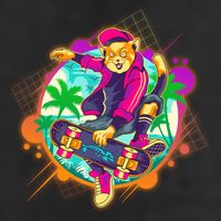 Funny Cool Retro 80s Skatebording Cat Trucker Hat