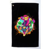 Funny Cool Retro 80s Skatebording Cat Golf Towel
