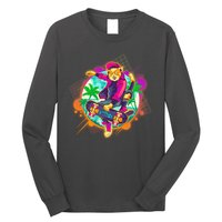Funny Cool Retro 80s Skatebording Cat Long Sleeve Shirt