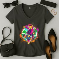 Funny Cool Retro 80s Skatebording Cat Women's V-Neck T-Shirt