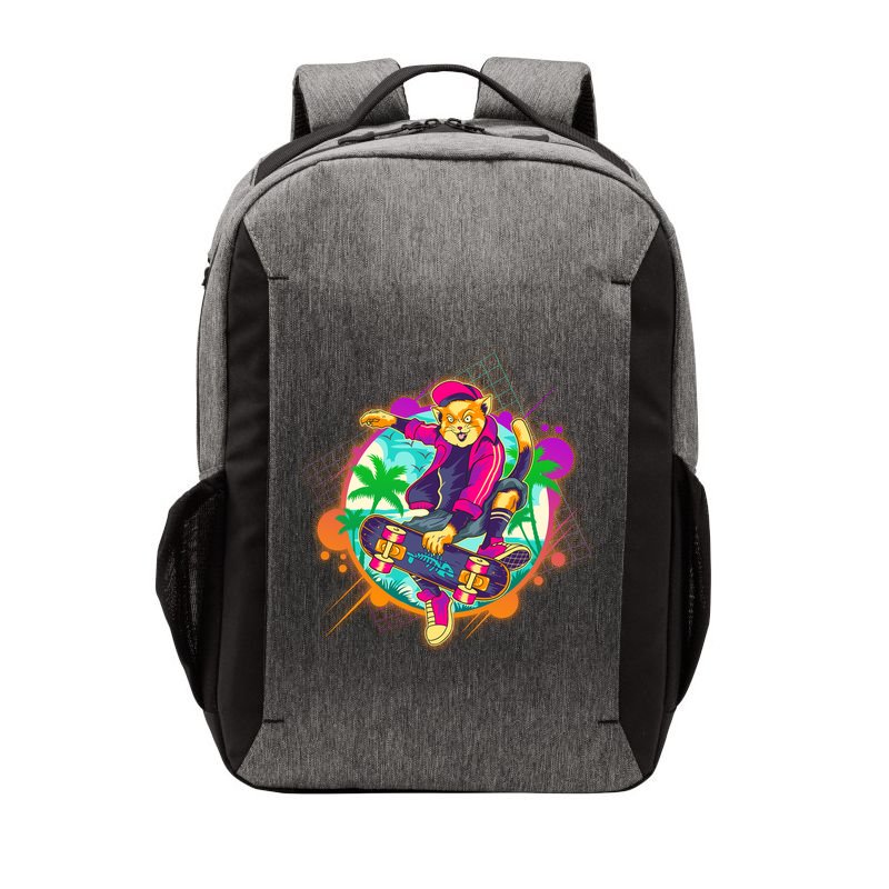 Funny Cool Retro 80s Skatebording Cat Vector Backpack