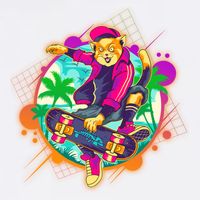 Funny Cool Retro 80s Skatebording Cat Garment-Dyed Sweatshirt