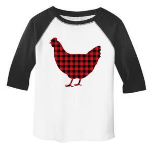 Funny Chicken Red Plaid Christmas Pajama Silhouette Buffalo Toddler Fine Jersey T-Shirt