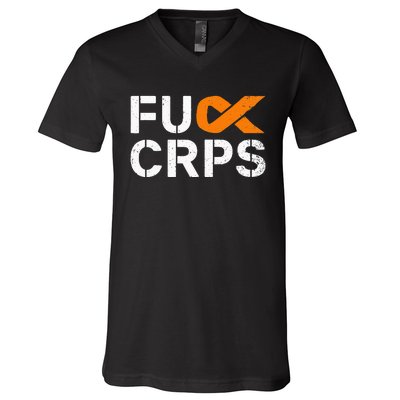 Fuck CRPS RSD Awareness Orange Ribbon Warrior Support V-Neck T-Shirt