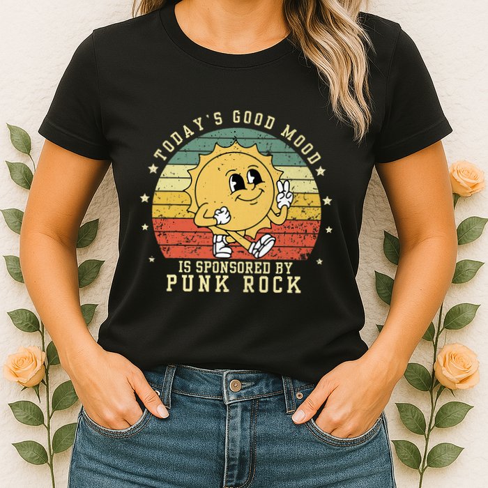 Funny Cute Retro Vintage Punk Rock TodayS Good Mood Sponsor Womens T-Shirt