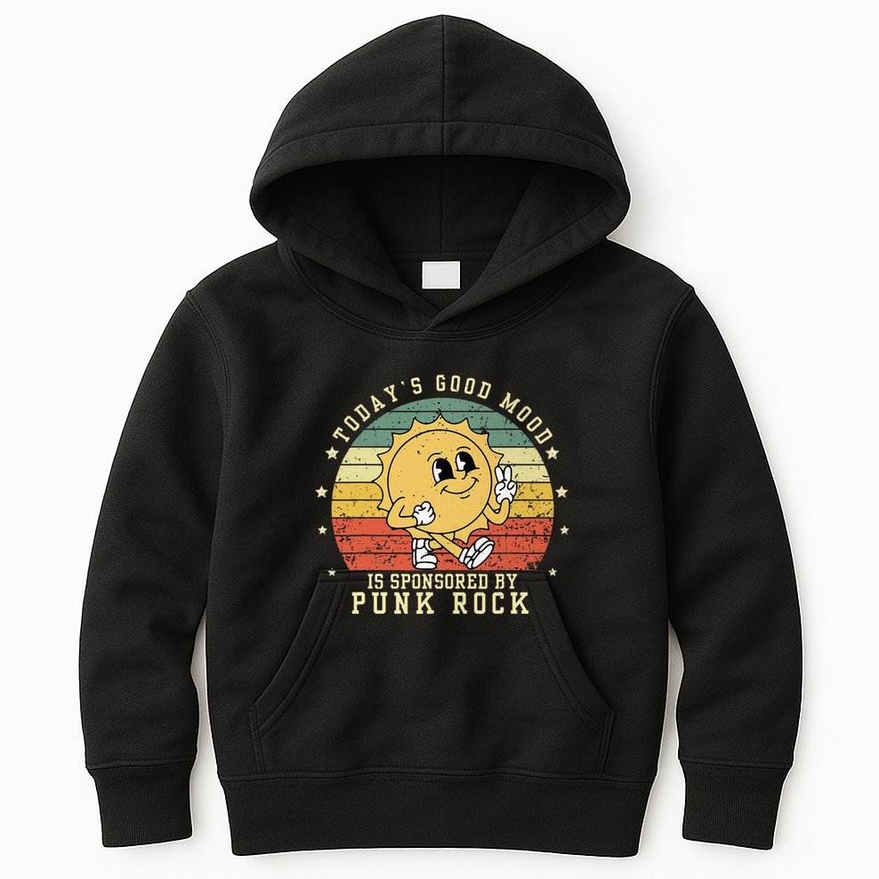 Funny Cute Retro Vintage Punk Rock TodayS Good Mood Sponsor Kids Hoodie