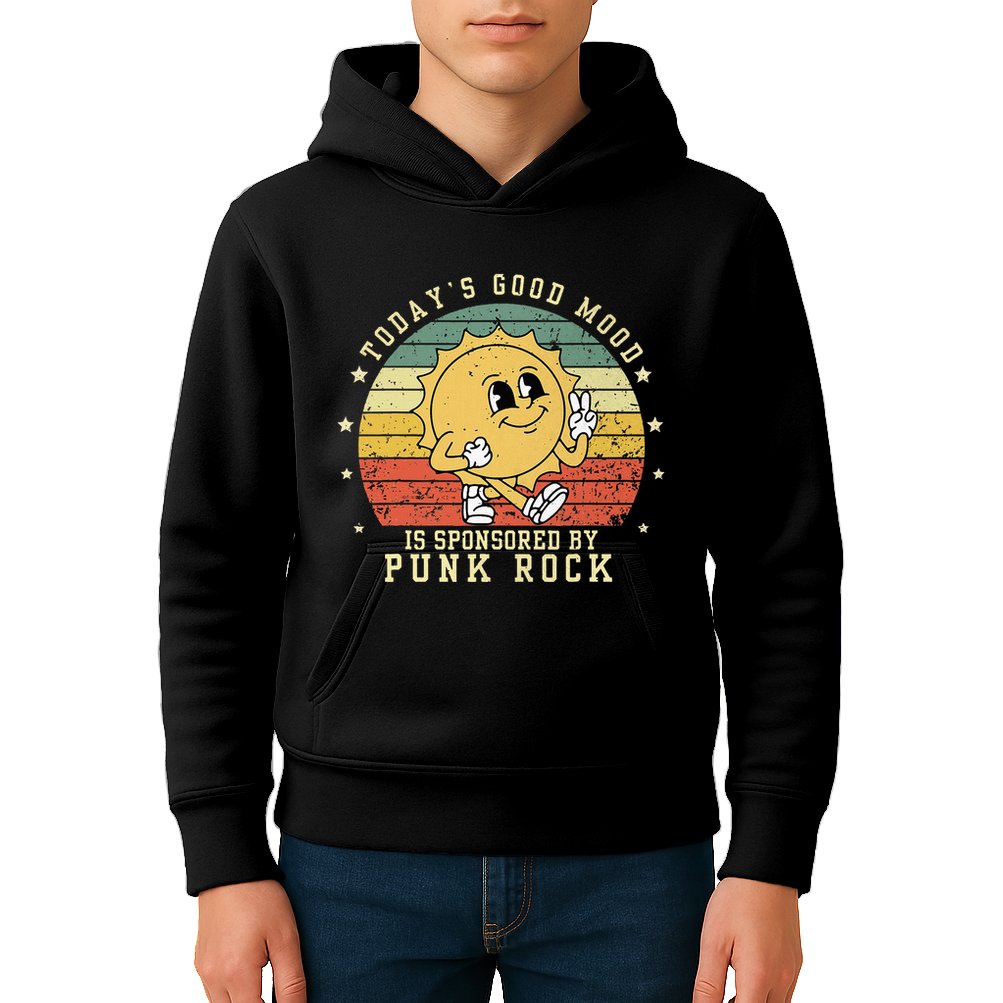 Funny Cute Retro Vintage Punk Rock TodayS Good Mood Sponsor Kids Hoodie