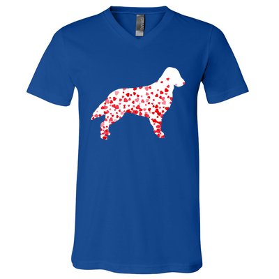 Flat Coated Retriever Heart Dog Valentine's Day Gift V-Neck T-Shirt