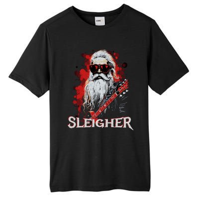 Funny Christmas Rocker Band Santa Playing Guitar Sleigher Cool Gift Tall Fusion ChromaSoft Performance T-Shirt