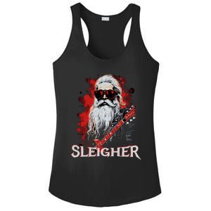 Funny Christmas Rocker Band Santa Playing Guitar Sleigher Cool Gift Ladies PosiCharge Competitor Racerback Tank