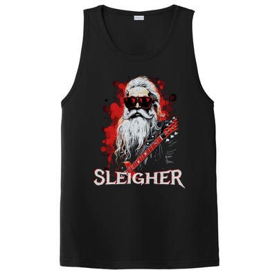 Funny Christmas Rocker Band Santa Playing Guitar Sleigher Cool Gift PosiCharge Competitor Tank