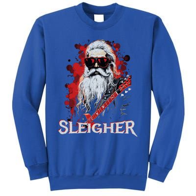 Funny Christmas Rocker Band Santa Playing Guitar Sleigher Cool Gift Sweatshirt