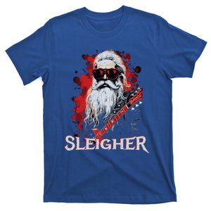 Funny Christmas Rocker Band Santa Playing Guitar Sleigher Cool Gift T-Shirt