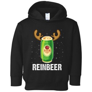 Funny Christmas Reindeer Beer Pun Xmas Toddler Hoodie