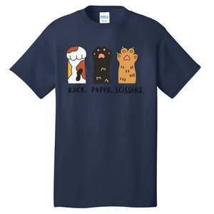 Funny Cat Rock Paper Scissors Cute Cat Paws Tall T-Shirt