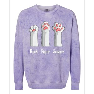 Funny Cat Rock Paper Scissors Hand Game Cute Paw Kitten Colorblast Crewneck Sweatshirt