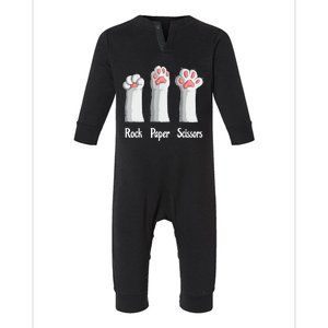 Funny Cat Rock Paper Scissors Hand Game Cute Paw Kitten Infant Fleece One Piece