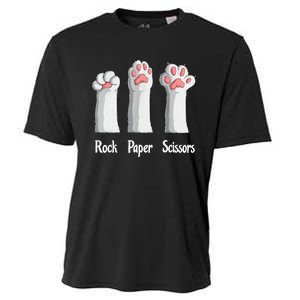 Funny Cat Rock Paper Scissors Hand Game Cute Paw Kitten Cooling Performance Crew T-Shirt