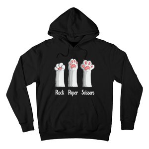 Funny Cat Rock Paper Scissors Hand Game Cute Paw Kitten Hoodie