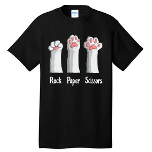 Funny Cat Rock Paper Scissors Hand Game Cute Paw Kitten Tall T-Shirt