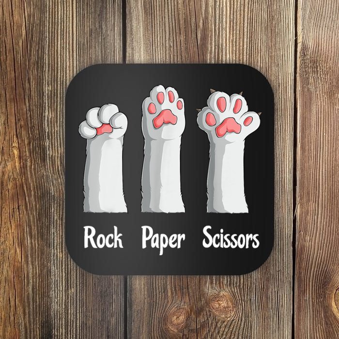 Funny Cat Rock Paper Scissors Hand Game Cute Paw Kitten Coaster