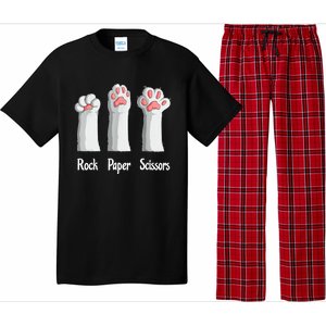 Funny Cat Rock Paper Scissors Hand Game Cute Paw Kitten Pajama Set