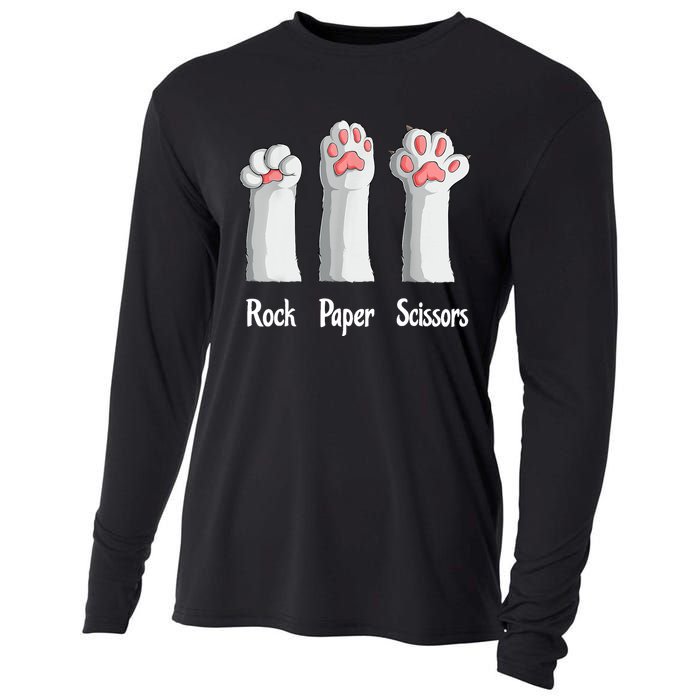 Funny Cat Rock Paper Scissors Hand Game Cute Paw Kitten Cooling Performance Long Sleeve Crew