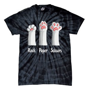 Funny Cat Rock Paper Scissors Hand Game Cute Paw Kitten Tie-Dye T-Shirt