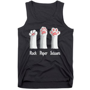 Funny Cat Rock Paper Scissors Hand Game Cute Paw Kitten Tank Top