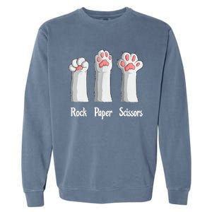 Funny Cat Rock Paper Scissors Hand Game Cute Paw Kitten Garment-Dyed Sweatshirt