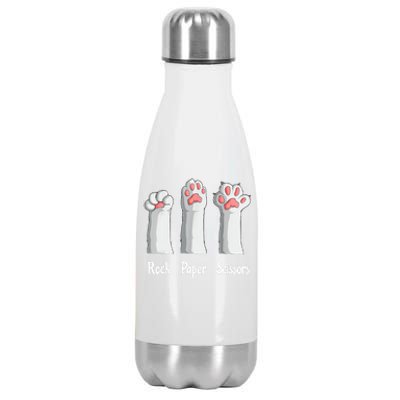 Funny Cat Rock Paper Scissors Hand Game Cute Paw Kitten Stainless Steel Insulated Water Bottle