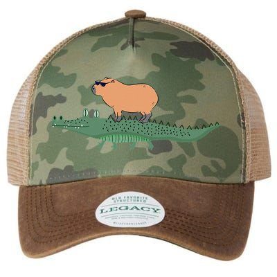 Funny Capybara Riding On A Crocodile Legacy Tie Dye Trucker Hat