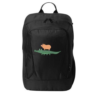 Funny Capybara Riding On A Crocodile City Backpack