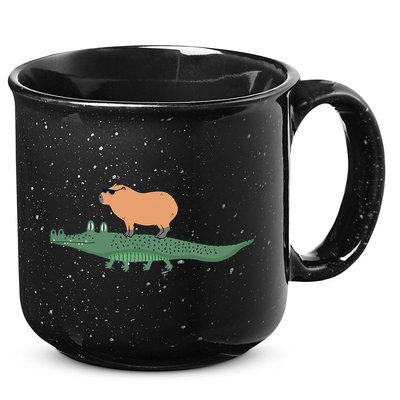Funny Capybara Riding On A Crocodile 15oz Campfire Ceramic Mug