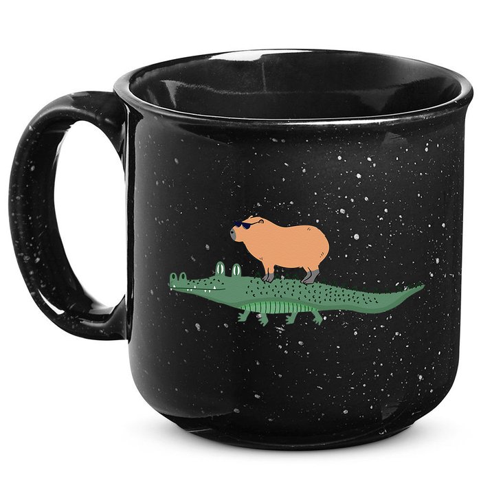 Funny Capybara Riding On A Crocodile 15oz Campfire Ceramic Mug